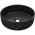Vente - unique ? vasque � poser ronde noire effet marbre en c�ramique ? 36 cm de diam�tre ? finition ...