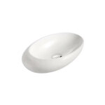 Vasque pour salle de bain asymtrique - cramique blanche - 48 x 31 cm - curve