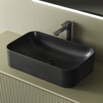 Emke - vasque  poser salle de bain en cramique, lavabo rectangulaire en cramique, gris mat, 610 x ...