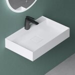 Mai&mai - vasque de salle de bains lavabo � poser ou suspendu blanc mat en r�sine 50x38cm col630