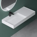 Mai&mai - vasque de salle de bains lavabo � poser ou suspendu blanc mat en r�sine 90x46cm col630