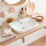 Vasque semi encastr�e rectangulaire en c�ramique blanche 48x37cm