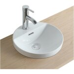 Vasque semi encastrée ronde en céramique blanche 37cm Vasque semi encastrée ronde en céramique blanche 37cm