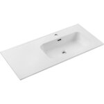 Vasque simple 100 cm avec plan int�gr� en c�ramique blanche brillante ? �l�gance fonctionnelle et moderne ...