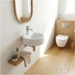 Vasque � suspendre ou � poser ronde en r�sine blanche 36cm