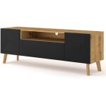 Bestmobilier - velato - meuble tv - effet bois et noir - 160 cm