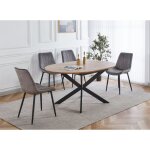Deco in paris - table  manger ronde  rallonge couleur chne venom