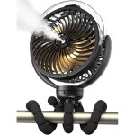 Ventilateur brumisateur pour poussette, 6000 mah, aliment par batterie, ventilateur portable avec lumire ...