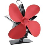 Ventilateur de chemin�e 4 pales aliment� par la chaleur pour po�le � bois, chemin�e (rouge)