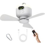 Ventilateur de plafond portable, 8 000 mah, � suspendre, avec t�l�commande et 3 vitesses, rechargeable ...
