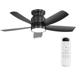 Ventilateur de plafond silencieux moteur dc, avec lumi�re led 18w et t�l�commande, 5 pales abs, r�versible ...