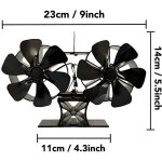 Ventilateur poele � bois 6 pales , ventilateur de chemin�e aliment� par la chaleur pour po�le � bois ...