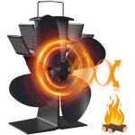 Ventilateur poele � bois, ventilateur aliment� � la chaleur, 4 pales silencieux ventilateur pour chemin�e ...