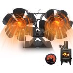 Ventilateur de pole  bois, ventilateur double moteur 12 pales, ventilateur aliment par la chaleur, ...