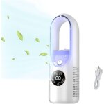Ventilateur de table sans pales avec humidificateur, petit ventilateur brumisateur personnel, 6 vitesses, ...