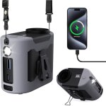 Ventilateur de taille rechargeable � pince 10 000 mah, 5 vitesses, lampe de poche, �tui en silicone, ...