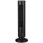 Ventilateur tour vertical sans pale portable chargeur usb 3w 2 vitesses 11x34cm noir