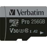 Verbatim carte m�moire pro u3 256 go microsdxc noire classe 10 uhs - i (u3) (47045)