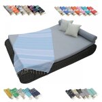 Vivezen - vritable fouta tunisienne 1m x 2m tissage  plat ou nid d'abeille 100% coton 380g - bleu ciel ...