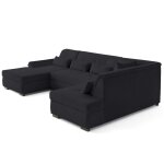 Lisa design - vermont s - canap� panoramique d'angle droit 7 places en velours c�tel� - noir