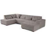 Lisa design - vermont - canap panoramique d'angle gauche - 7 places - en velours ctel - gris clair ...