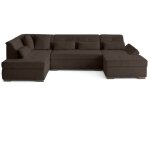 Vermont s - canap� panoramique d'angle gauche 7 places en velours c�tel� - marron