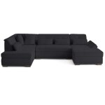 Lisa design - vermont s - canap� panoramique d'angle gauche 7 places en velours c�tel� - noir