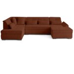 Lisa design - vermont s - canap� panoramique d'angle gauche 7 places en velours c�tel� - terracotta