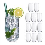 Verre pratique en lot de 12, convient au lave - vaisselle, pour le jus, la limonade, 520 ml, transparent ...