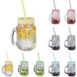 Verres � boire avec couvercle et paille, lot de 10 verres � limonade, 500 ml, verres d'�t� r�tro avec ...