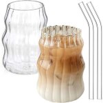 Verres avec paille, verres � caf� de 530 ml, verres � latte macchiato, verres � bulles en verre borosilicate ...
