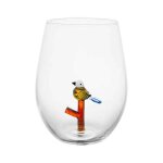 Verre petit oiseau multicolore 12x10x10cm