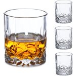 Verres  whisky, lot de 4, structure en relief, accessoires bar et vitrine, design lgant, transparents ...