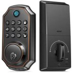 Verrou intelligente avec empreinte digitale & code pin, cl de secours, codes invits, verrouillage automatiqu ...