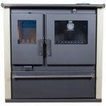 Verso - cuisinire  bois cs plus - 7, 7 kw plaque suprieure en mtal, panneaux latraux ivoire, design ...