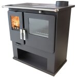 Verso - po�le � bois cs - 7, 7 kw plaque sup�rieure en m�tal et four en acier inox, chauffage efficace ...