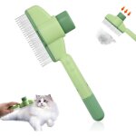 (vert)peigne pour chats, peigne anti puces autonettoyant pour animaux de compagnie, brosse de toilettage ...
