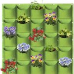 Vert sacs de plantation � suspendre, 25 poches, � fixation murale verticale, sacs de plantation de jardinage, ...