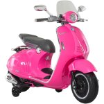 Vespa scooter lectrique enfants - homcom - 6 v, musique, klaxon, phare, 2 roues auxiliaires - pp et ...