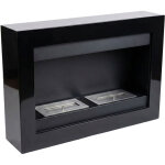 Vespasiano - chemin�e murale � �thanol 80x51x16 cm avec 2 br�leurs de 3 litres noir