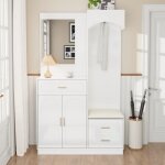 Vestiaire d'entr�e 110 cm?ensemble de meubles d'entr�e avec miroir, dressing d'entr�e, �tag�re de rangement ...
