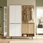 Vestiaire d'entr�e 4 portes d�cor blanc et bois jena
