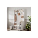 Wishdor - vestiaire d'entr�e avec banc, 3 pat�res et 3 portes, 3 rangements ouverts et une �tag�re d'entr�e, ...