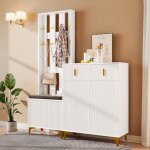 Wishdor - vestiaire d'entre - banc  chaussures avec coussins - crochets - armoire  chaussures avec ...