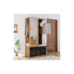 Wishdor - vestiaire d'entr�e, banc � chaussures avec coussins, miroir, armoire � chaussures, crochets ...