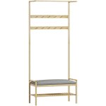 Porte - manteau avec �tag�re � chaussures en bambou, meuble d'entr�e, portemanteau 10 pat�res tringle ...