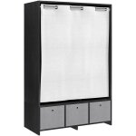 Mh - vestiaire d'entr�e avec barre de penderie 3 niches 3 tiroirs et rideau tissu