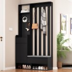 Vestiaire d'entr�e multifonctionnel - avec porte - manteau et banc de rangement � chaussures - mdf - ...