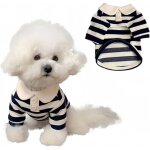 V�tements pour chien mignons polo pour petit chien moyen - tenue d'�t� pour chien � col ray� bleu m