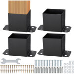 Vevor lot de 4 support de poteau bois 6''x6'' 152x152 mm base de poteau interne 142x142 mm acier au carbone ...